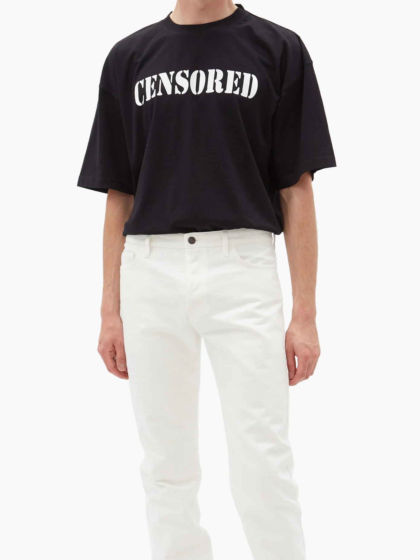 Censored-print cotton-jersey T-shirt - 2