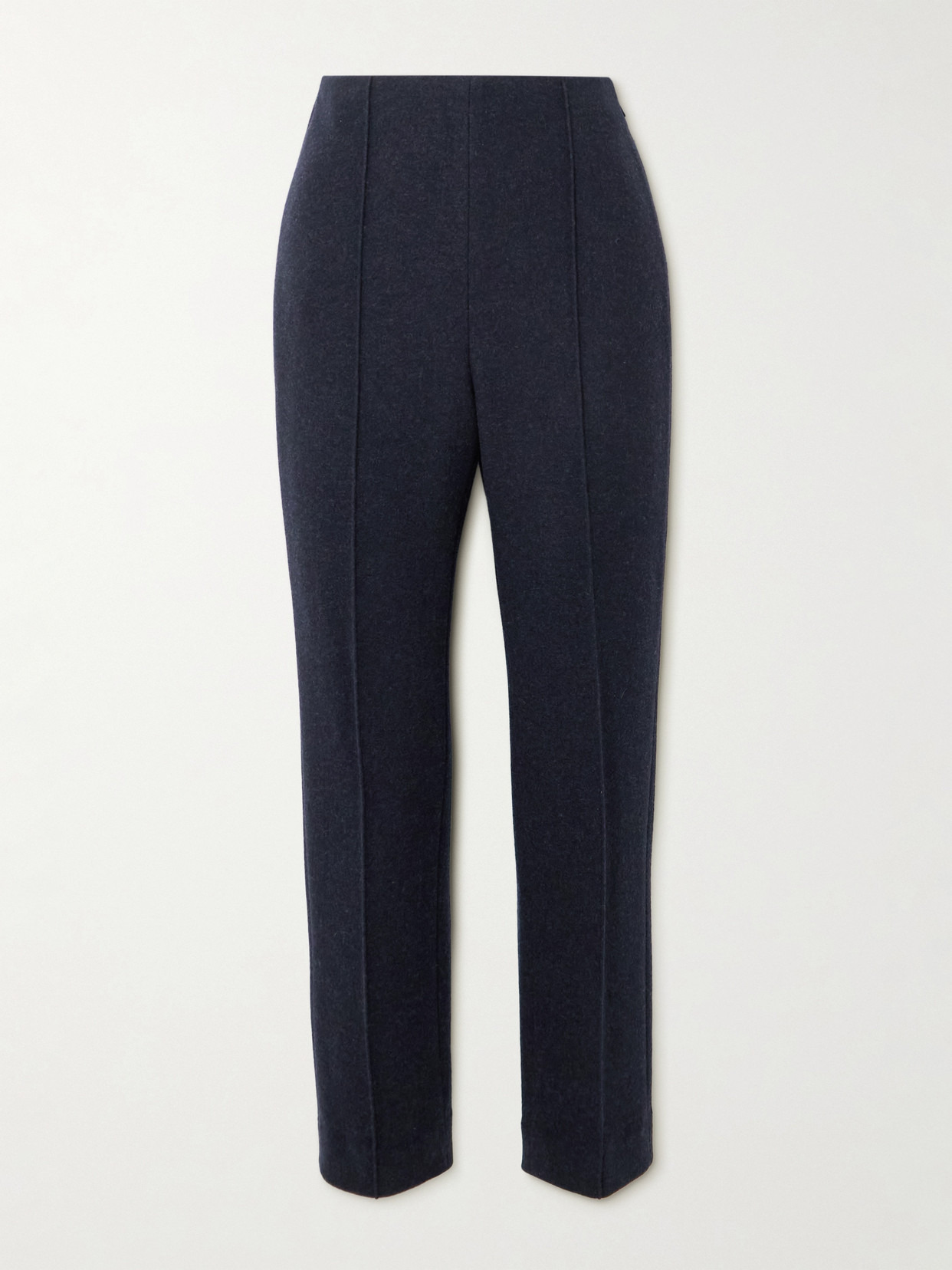 Cropped Pleated Cashmere-blend Skinny Pants - 1