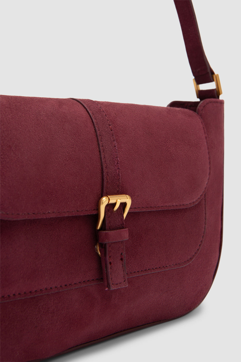 Miranda Sour Cherry Suede Leather Shoulder Bag - 3