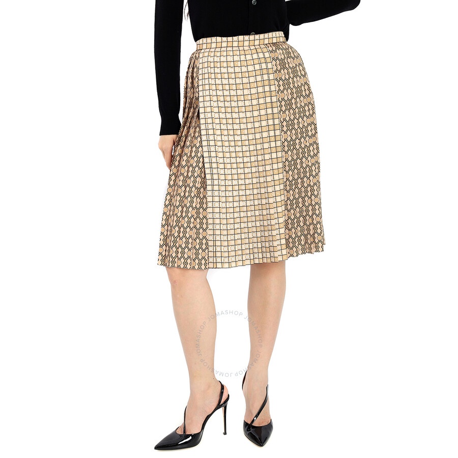 Burberry Ladies Contrast Graphic Print Pleated Skirt - 2