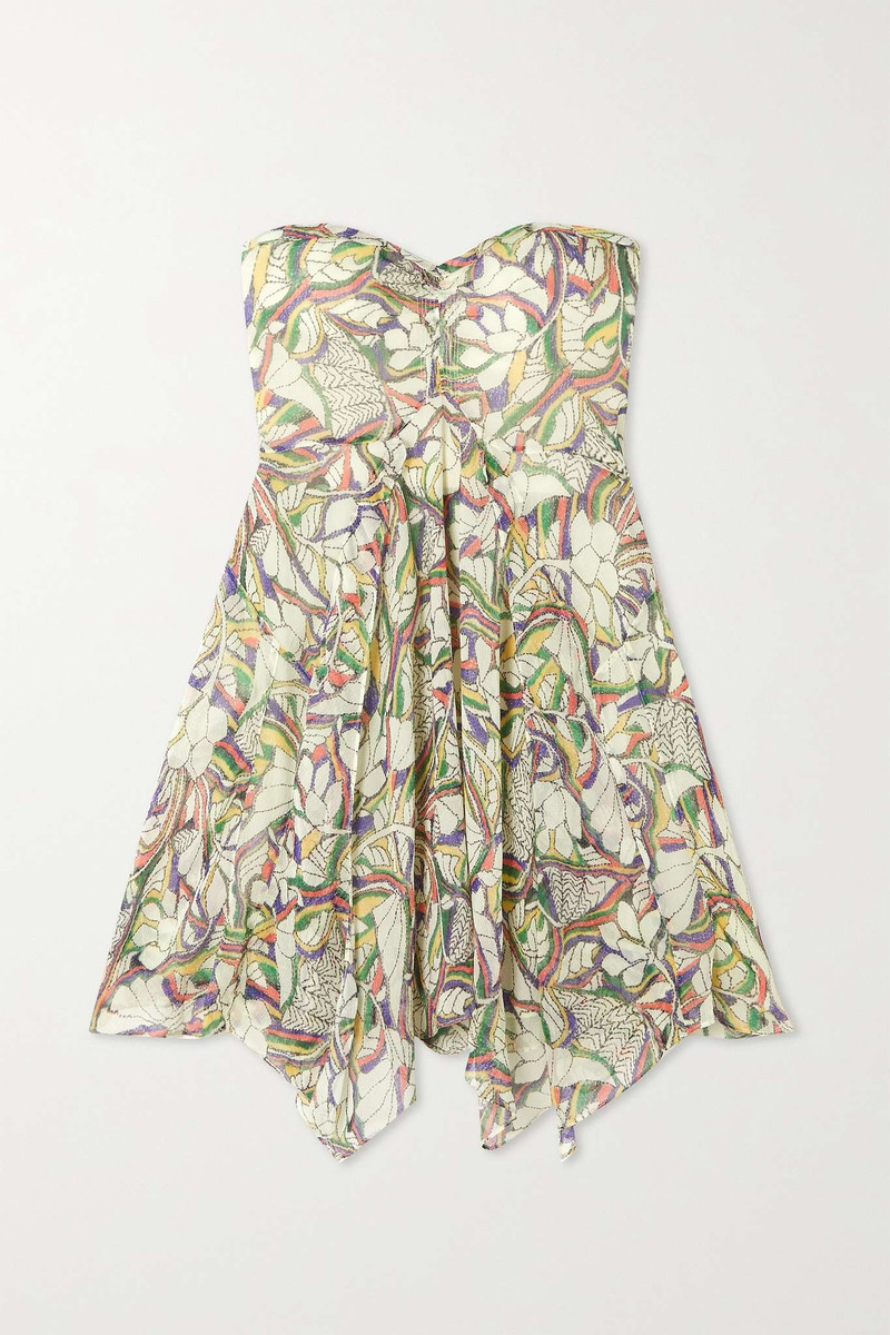 Louane strapless floral-print silk-crepon mini dress 1