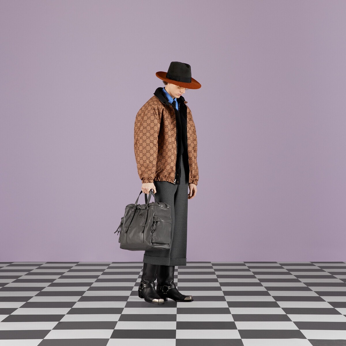 Drawstring tote bag with tonal Double G - 3