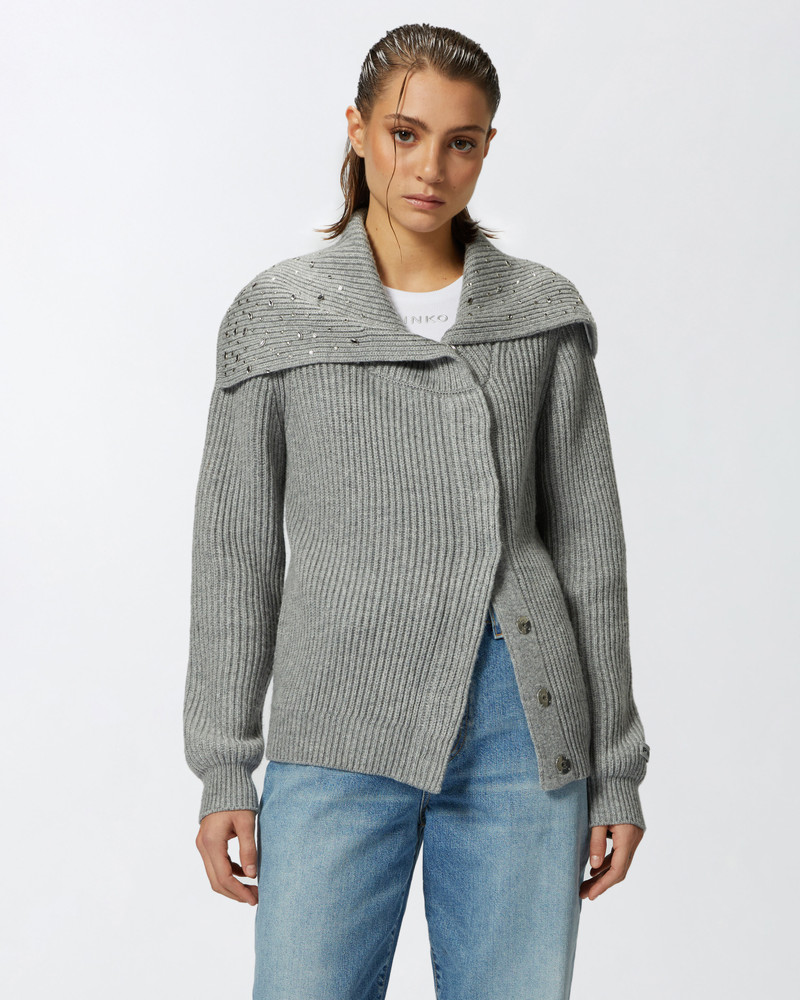 HIGH-NECK CASHMERE-BLEND CARDIGAN WITH CRYSTALS 2