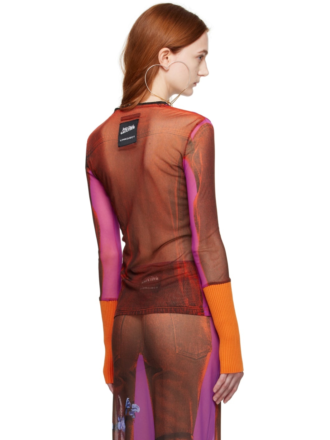 Orange & Pink Jean Paul Gaultier Edition Trompe L'Oeil Blouse - 3