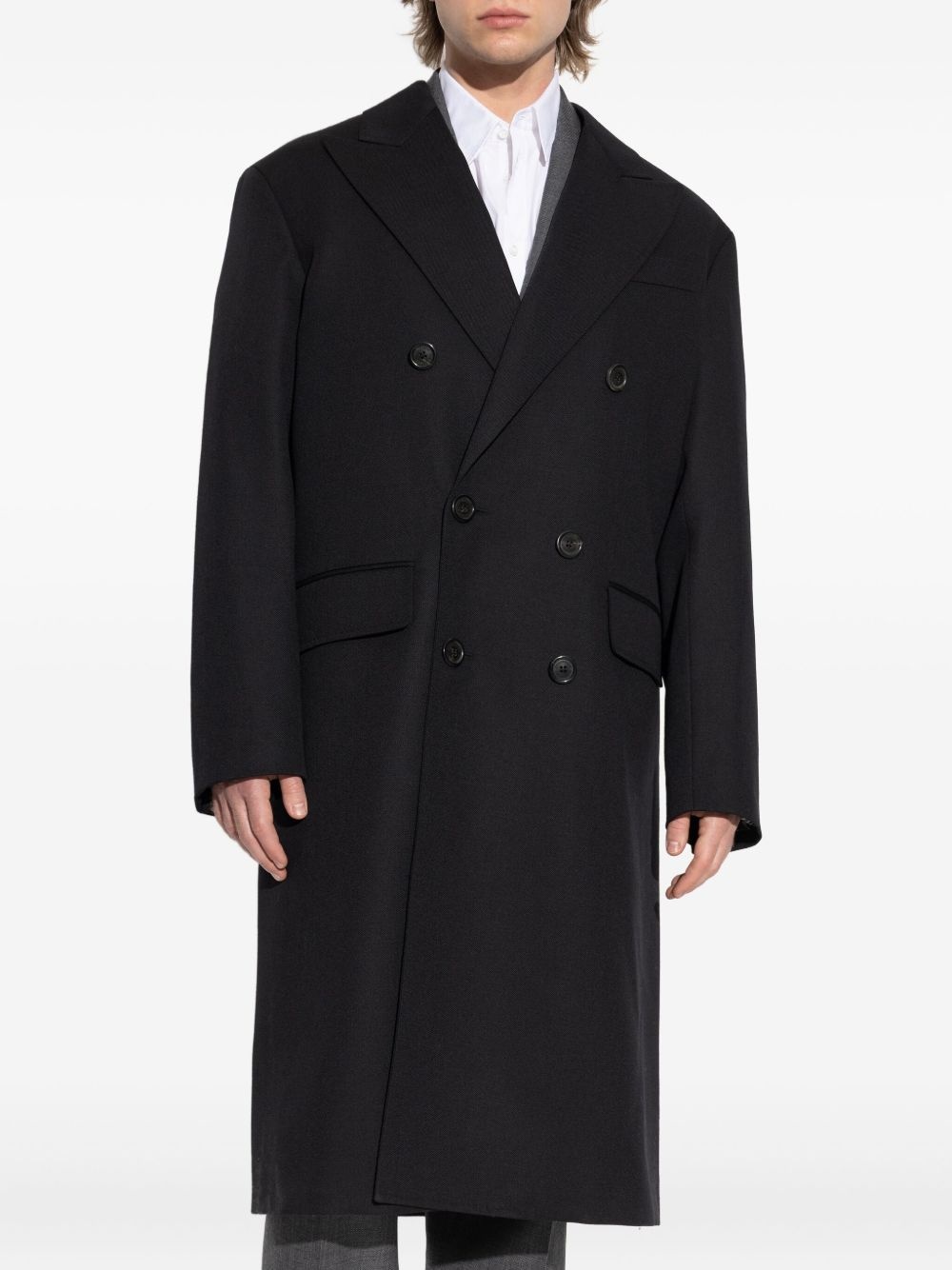 virgin wool double-breasted coat - 3
