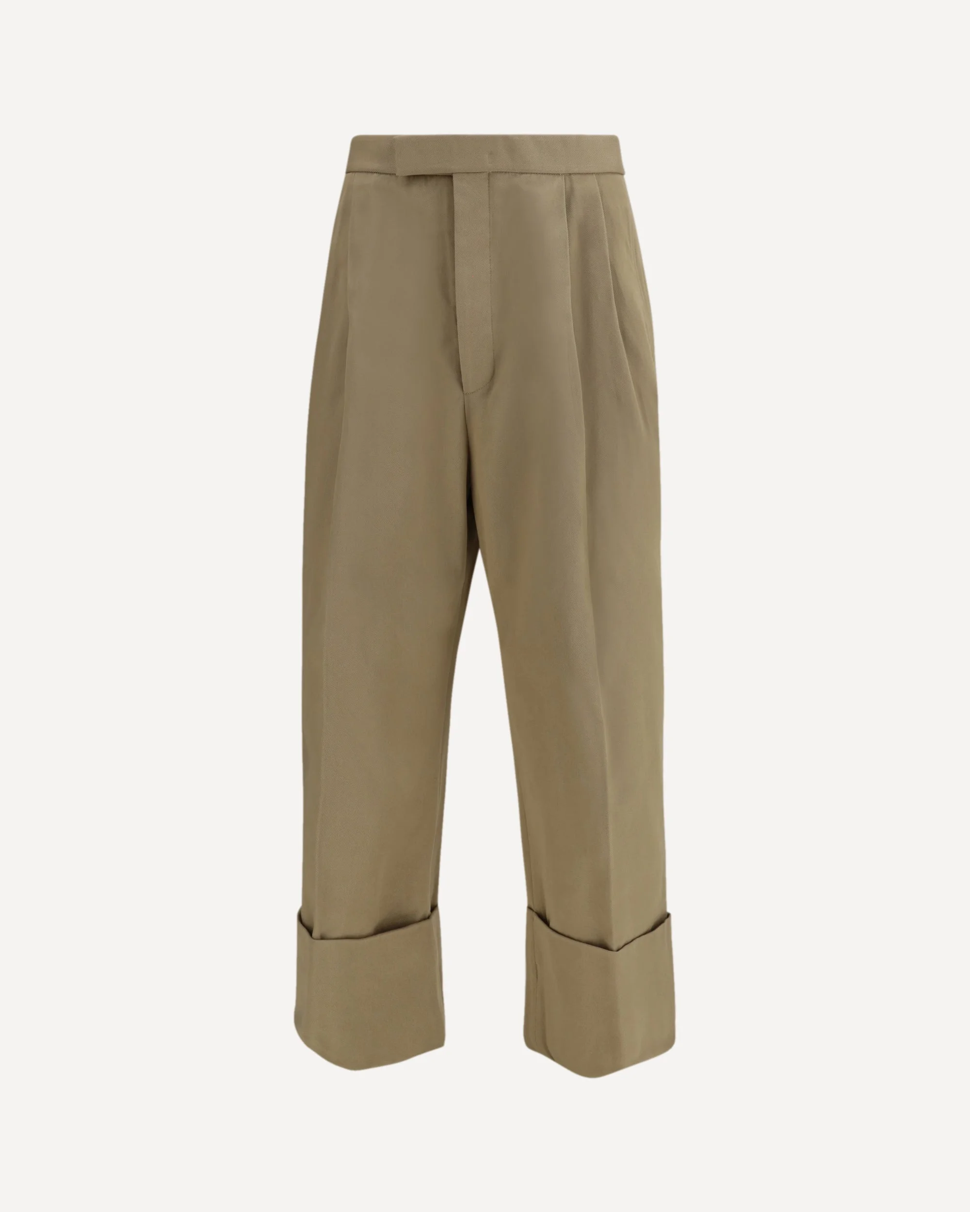 Cotton gabardine Pants with double pleats - 1