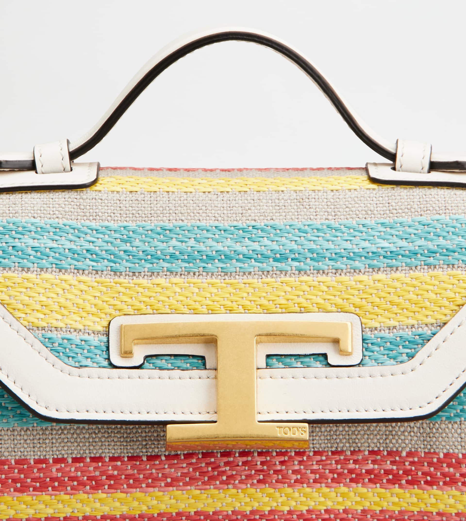 T TIMELESS CROSSBODY BAG IN FABRIC AND LEATHER MICRO - OFF WHITE, LIGHT BLUE, YELLOW - 7