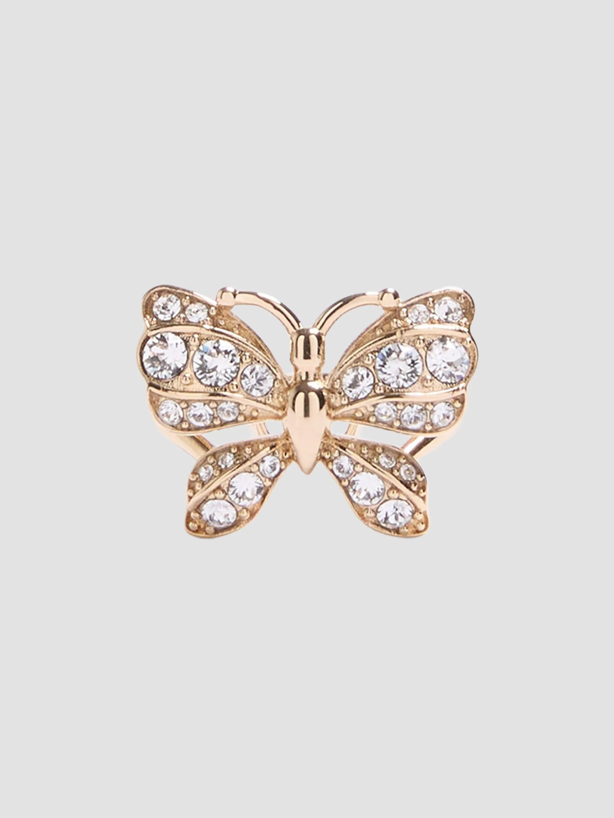Women's Flutterby Ring in Metal and Swarovski Crystals - Platinum Crystal - 1