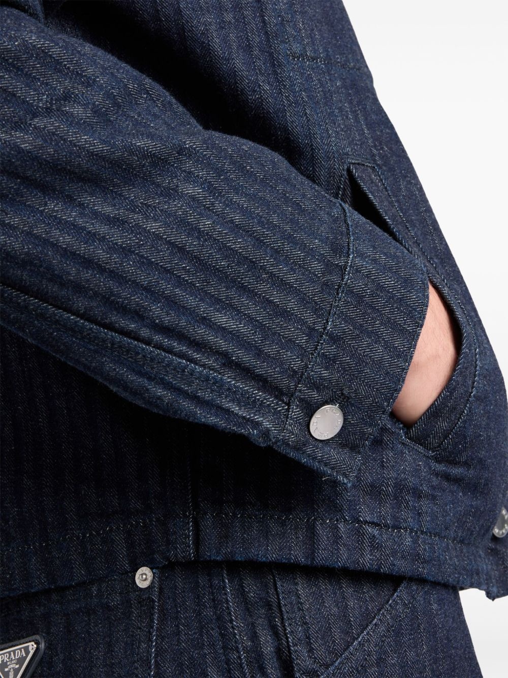 chevron denim jacket - 6