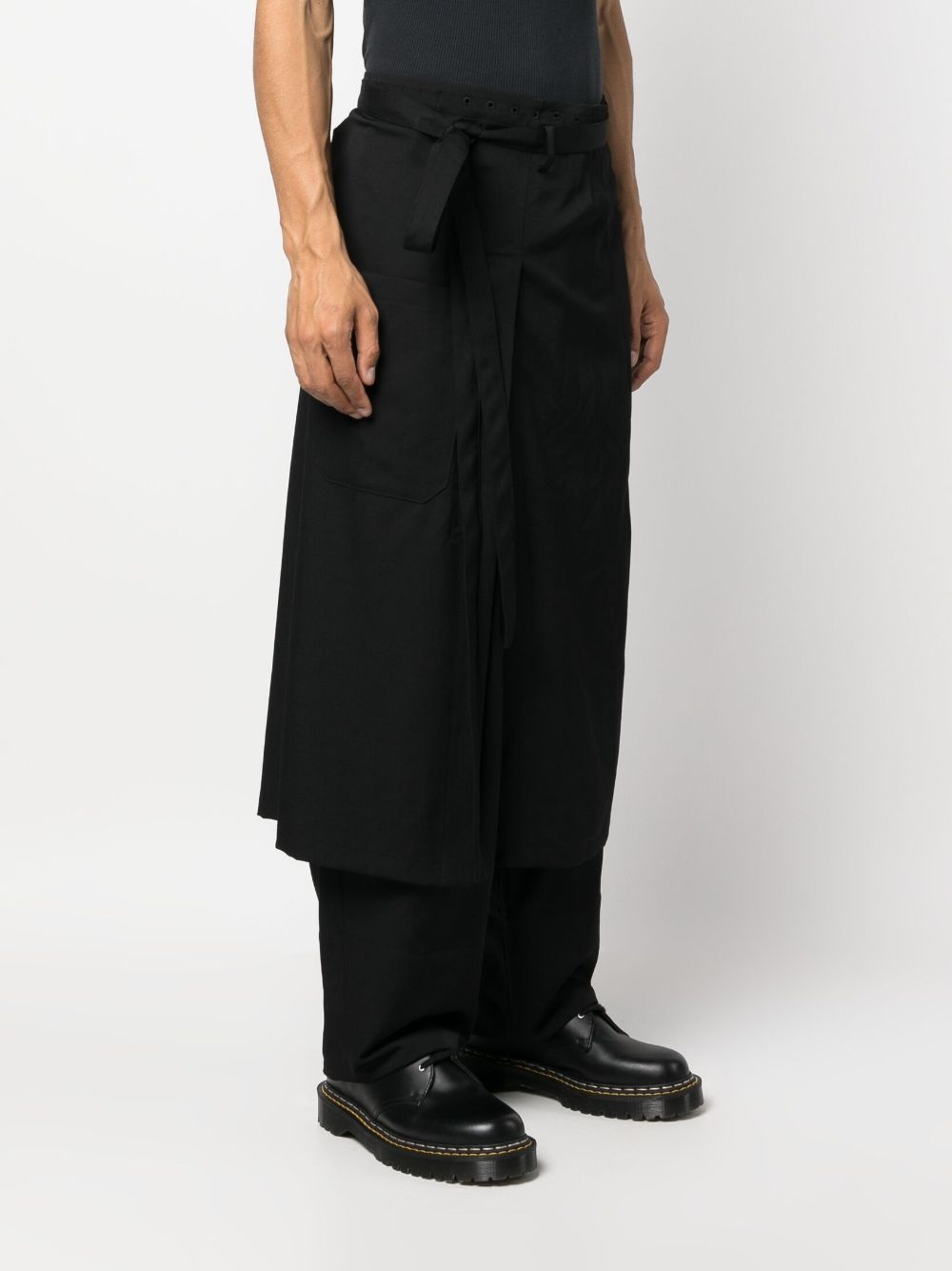 skirt-overlay straight-leg trousers - 3