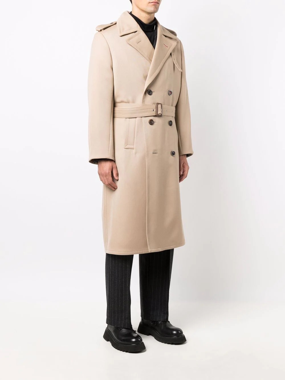 double-breasted wool trench coat - 3