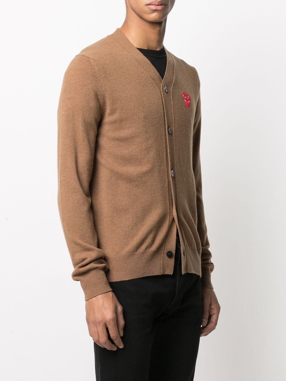 embroidered logo-patch cardigan - 3
