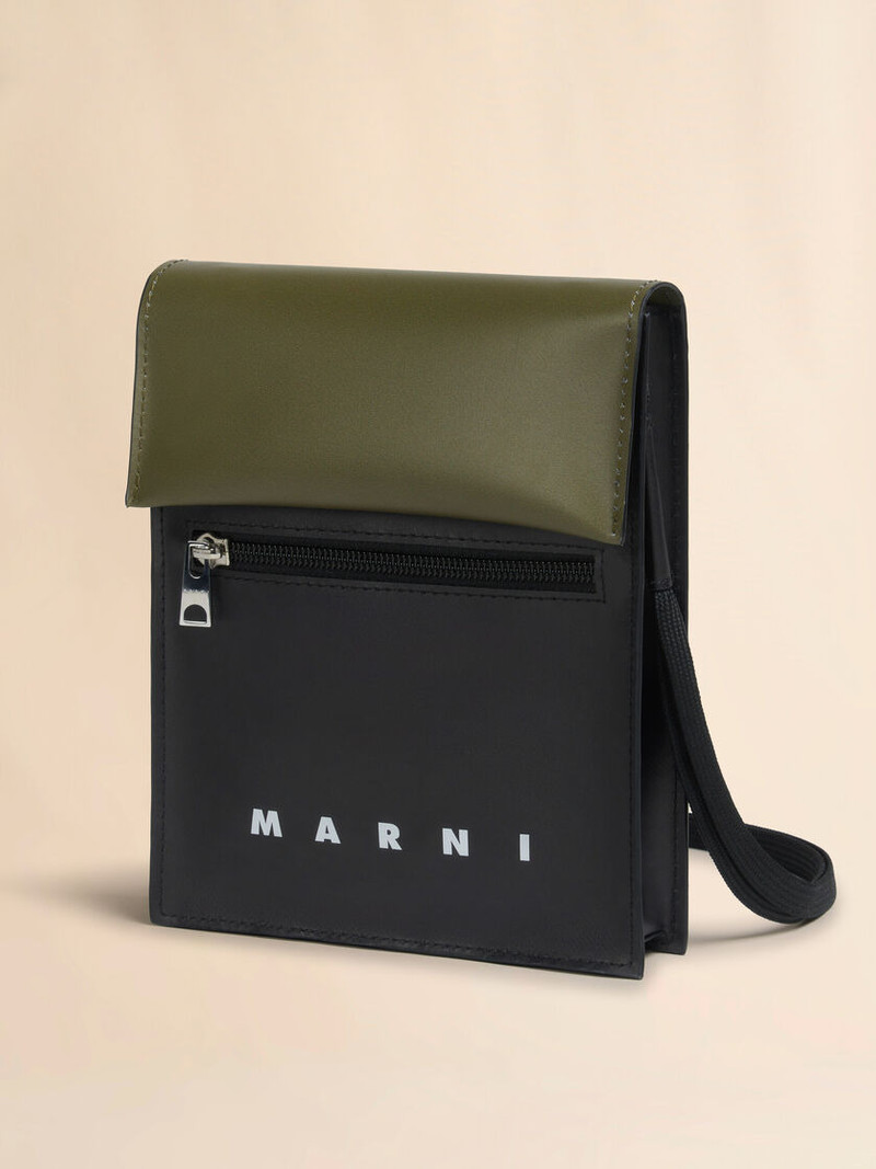 DEEP GREEN AND BLACK TRIBECA SHOULDER BAG 5