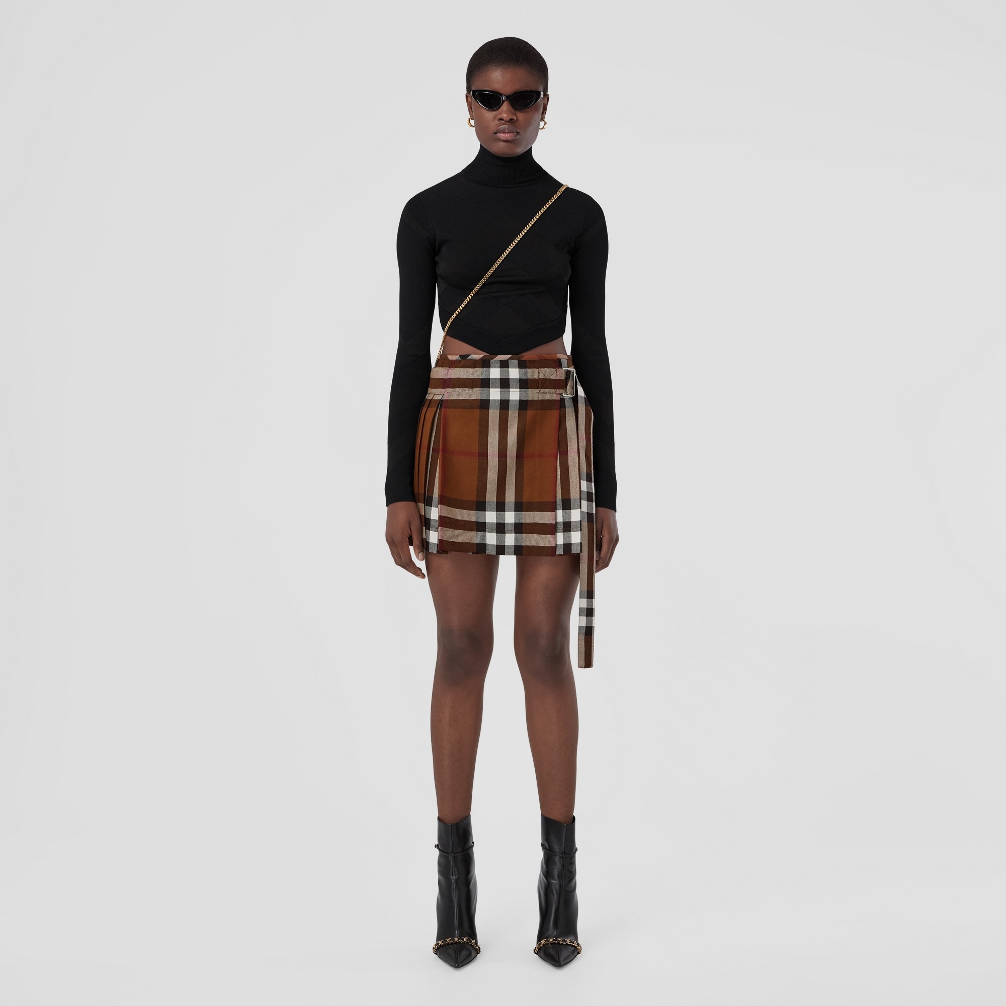 Burberry Check Wool Pleated Skirt | REVERSIBLE