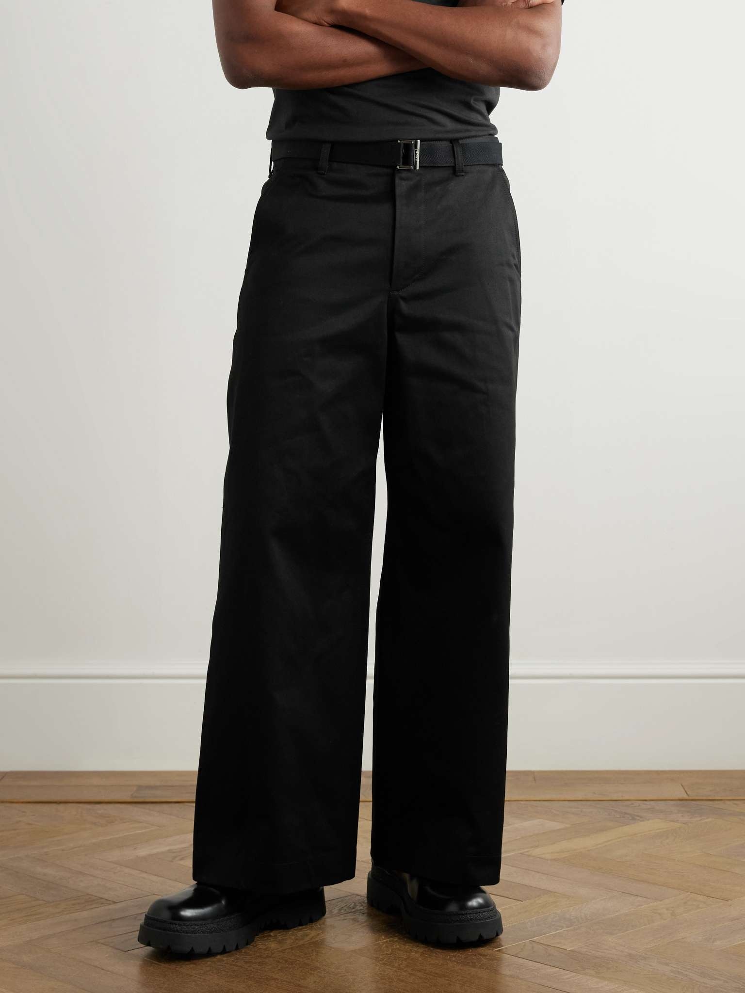Straight-Leg Belted Cotton-Gabardine Trousers - 3
