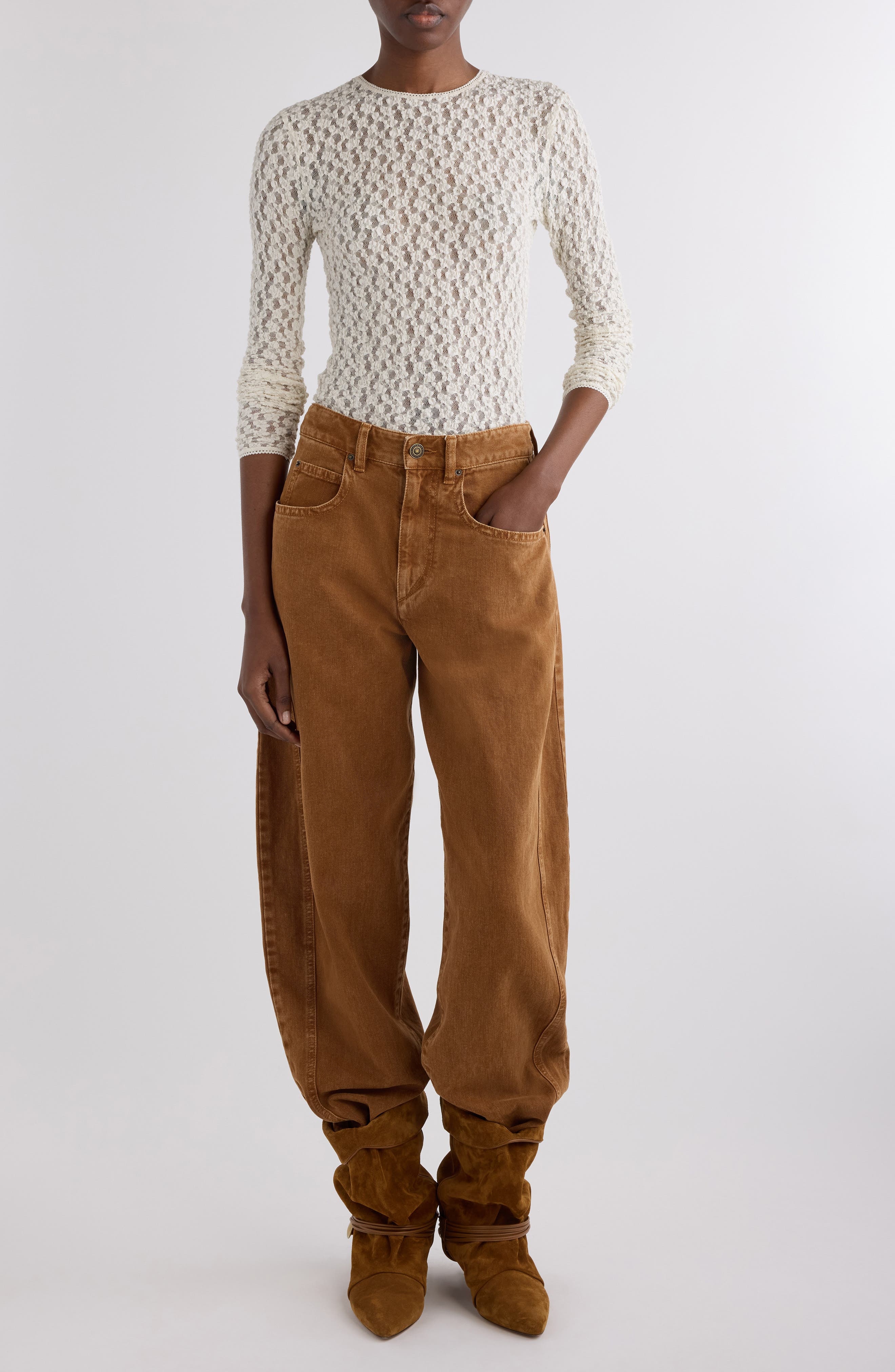 Isabel Marant Gaella Stretch Lace Top in Ecru at Nordstrom - 2