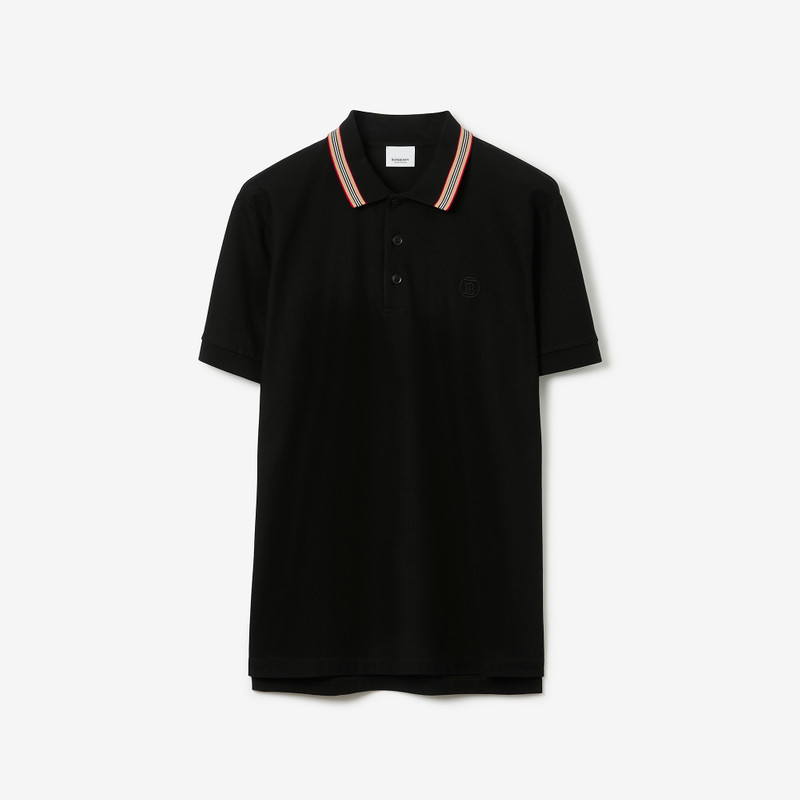 Icon Stripe Collar Cotton Piqué Polo Shirt - 1