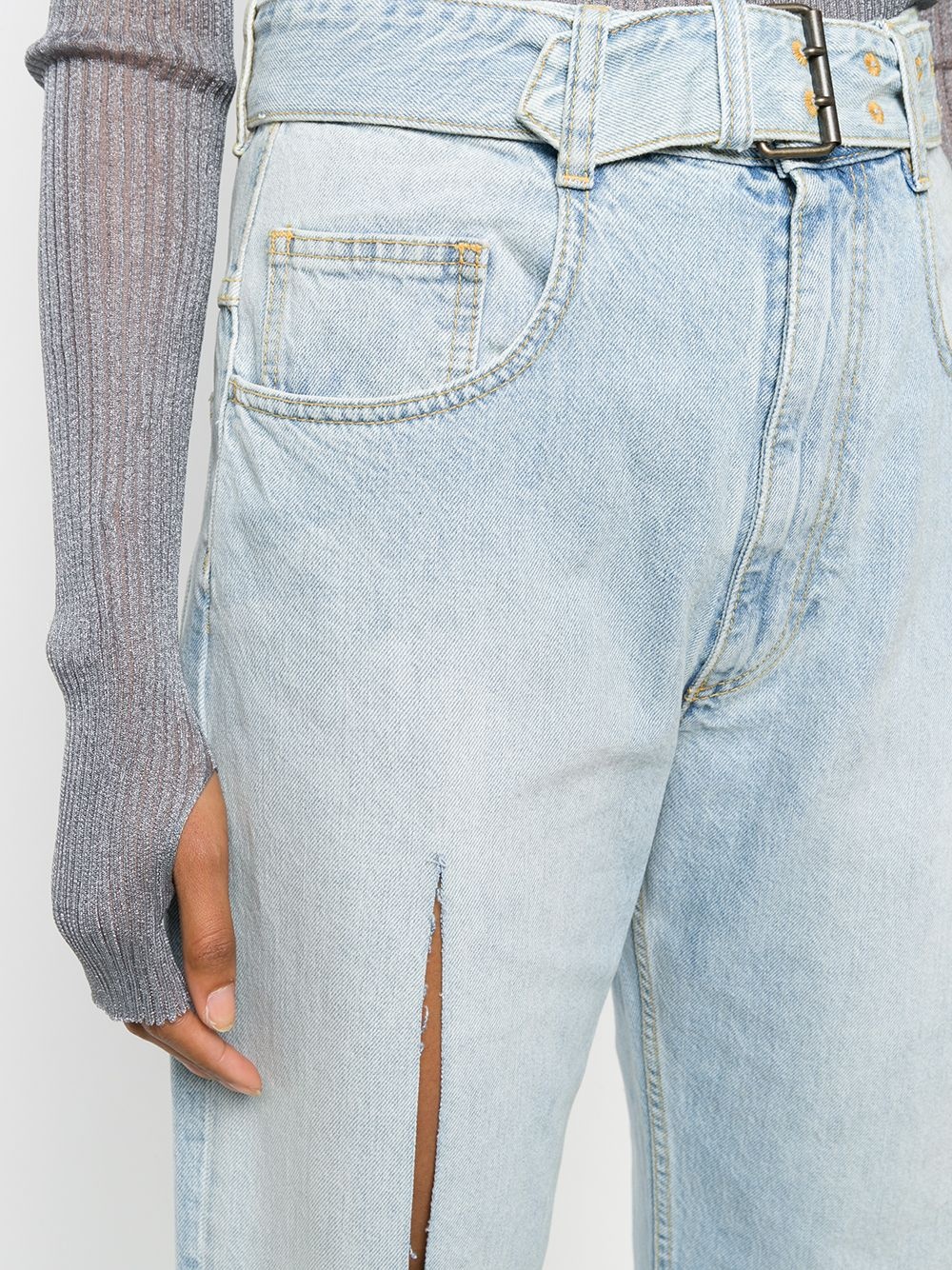 slit-detail tapered jeans - 5