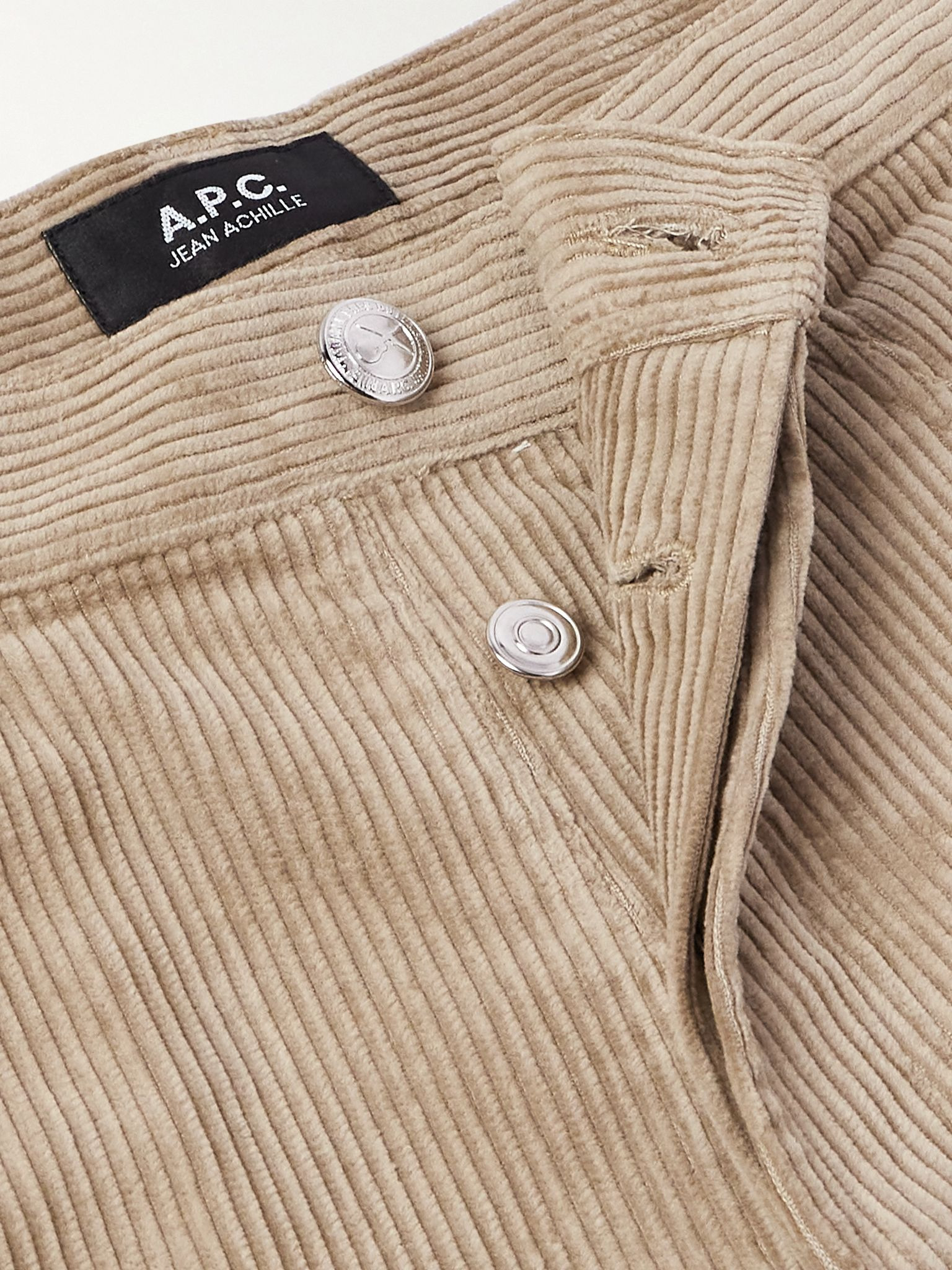 Achille Cropped Straight-Leg Cotton-Corduroy Trousers Beige - 6