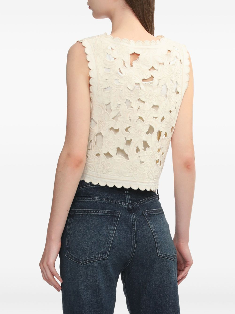 floral-embroidered vest - 4