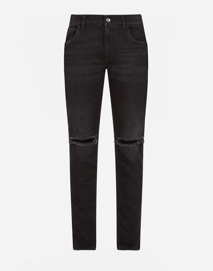 Washed black skinny stretch jeans - 3