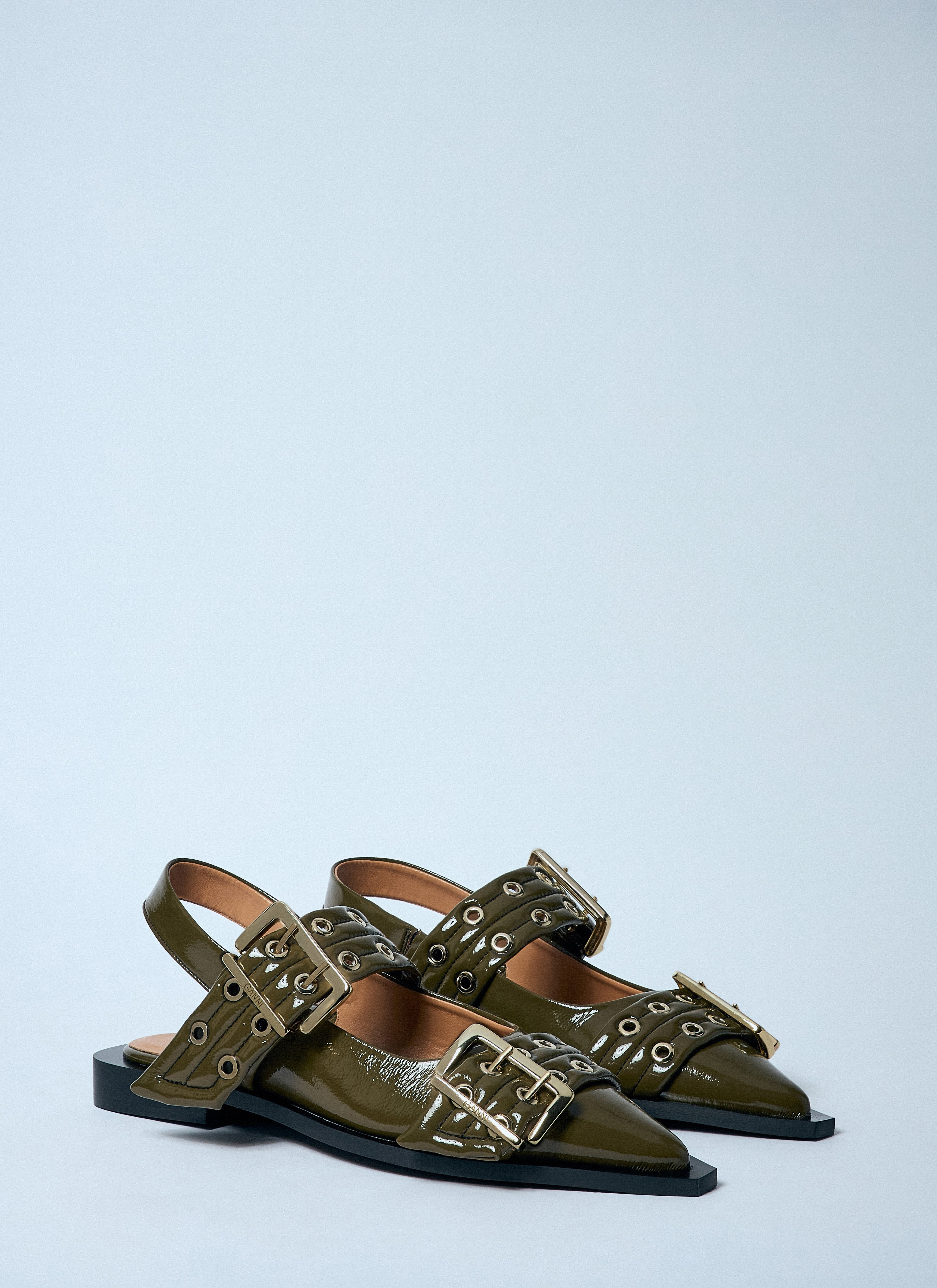 Ganni Women Feminine Buckle Ballerina Flats - 2