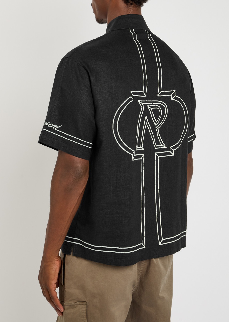 Represent Border Logo-print Ramie Shirt - 3