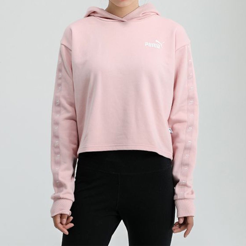 (WMNS) PUMA Amplified Cropped Tr Hoodie 'Pink White' 586592-15 - 3