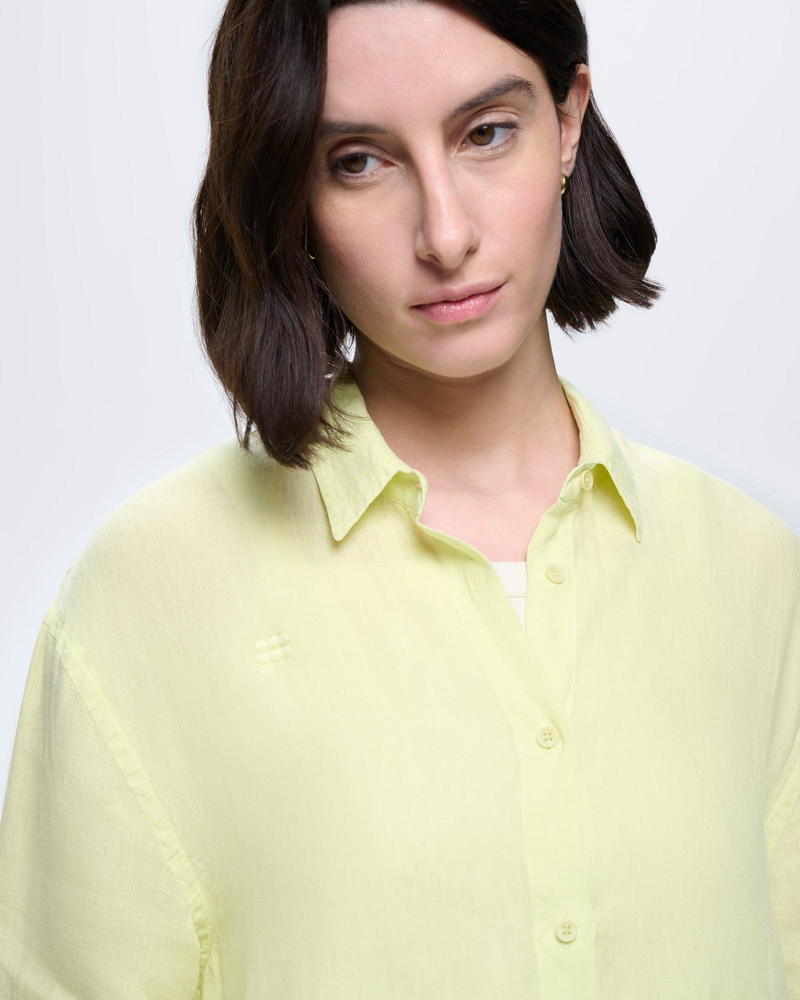 Womens Linen Overshirt - Soft Lime 4