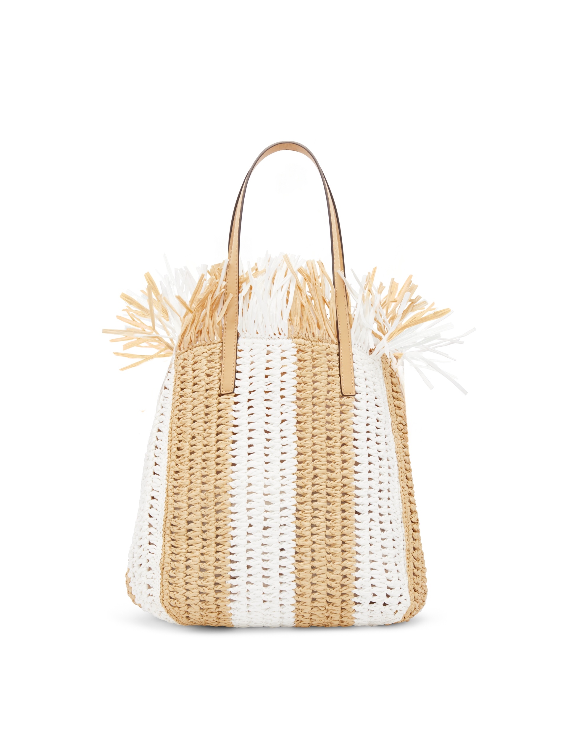 MEDIUM STRIPED RAFFIA CROCHET SQUARE TOTE - 4