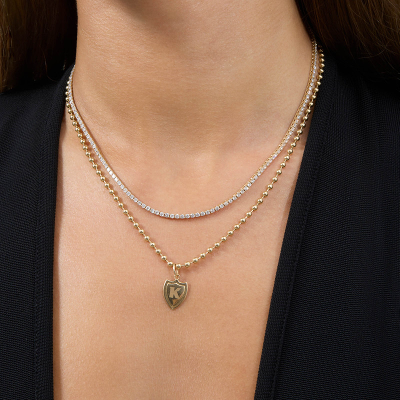 Small Gold Initial Crest Necklace 5