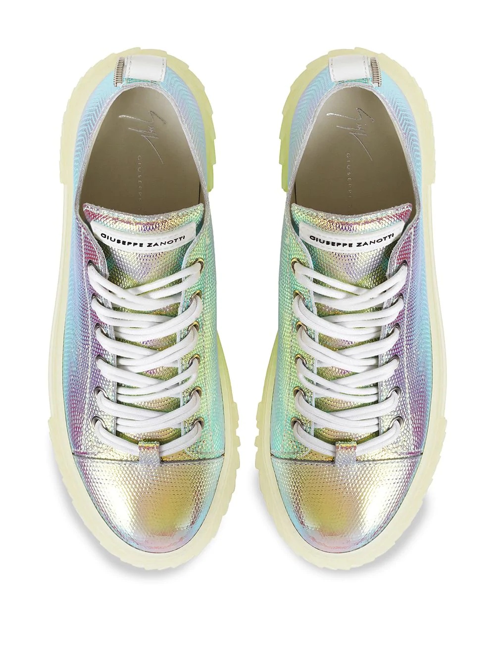 metallic lace-up trainers - 4