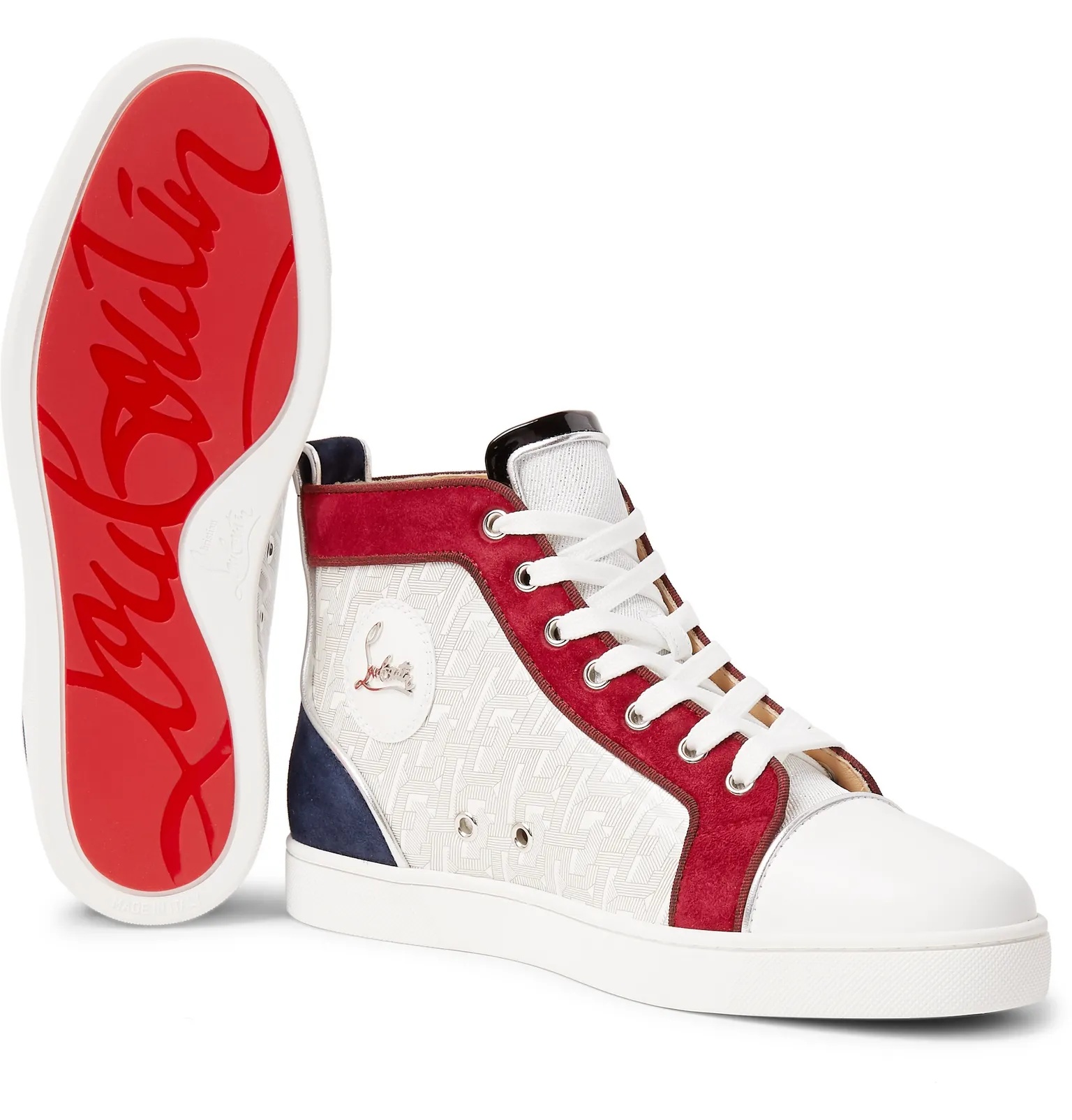 Louis Orlato Suede, Leather and Denim High-Top Sneakers - 3