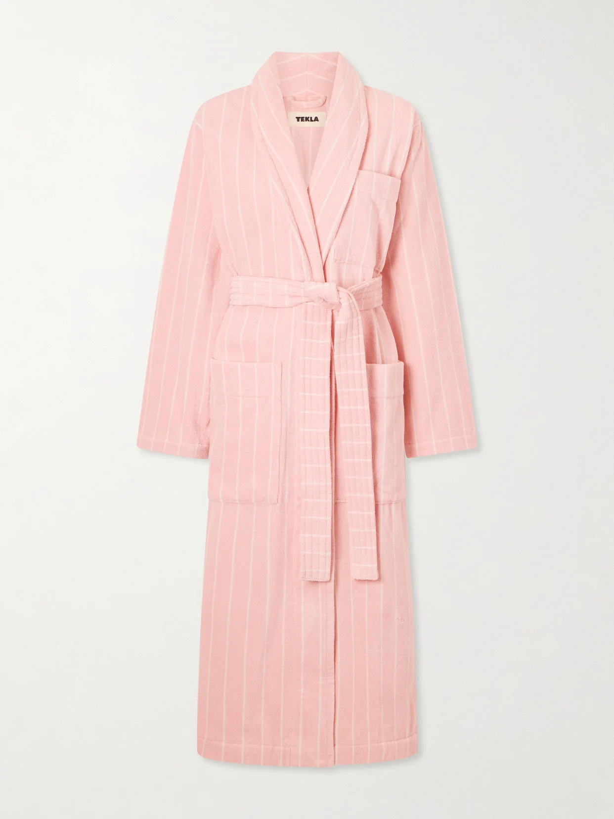 Belted Striped Cotton-terry Robe - 1