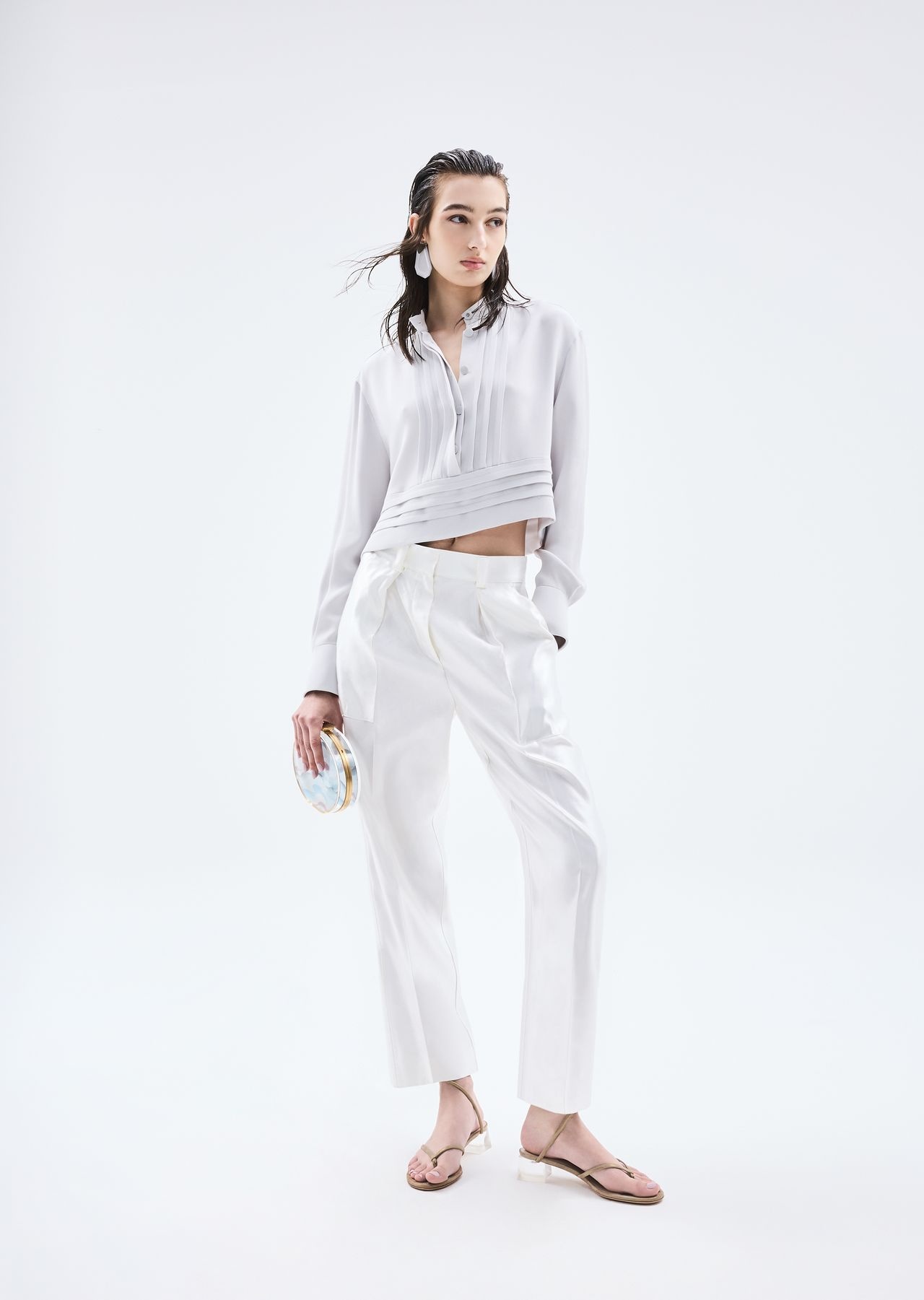 Silk and linen straight trousers - 6