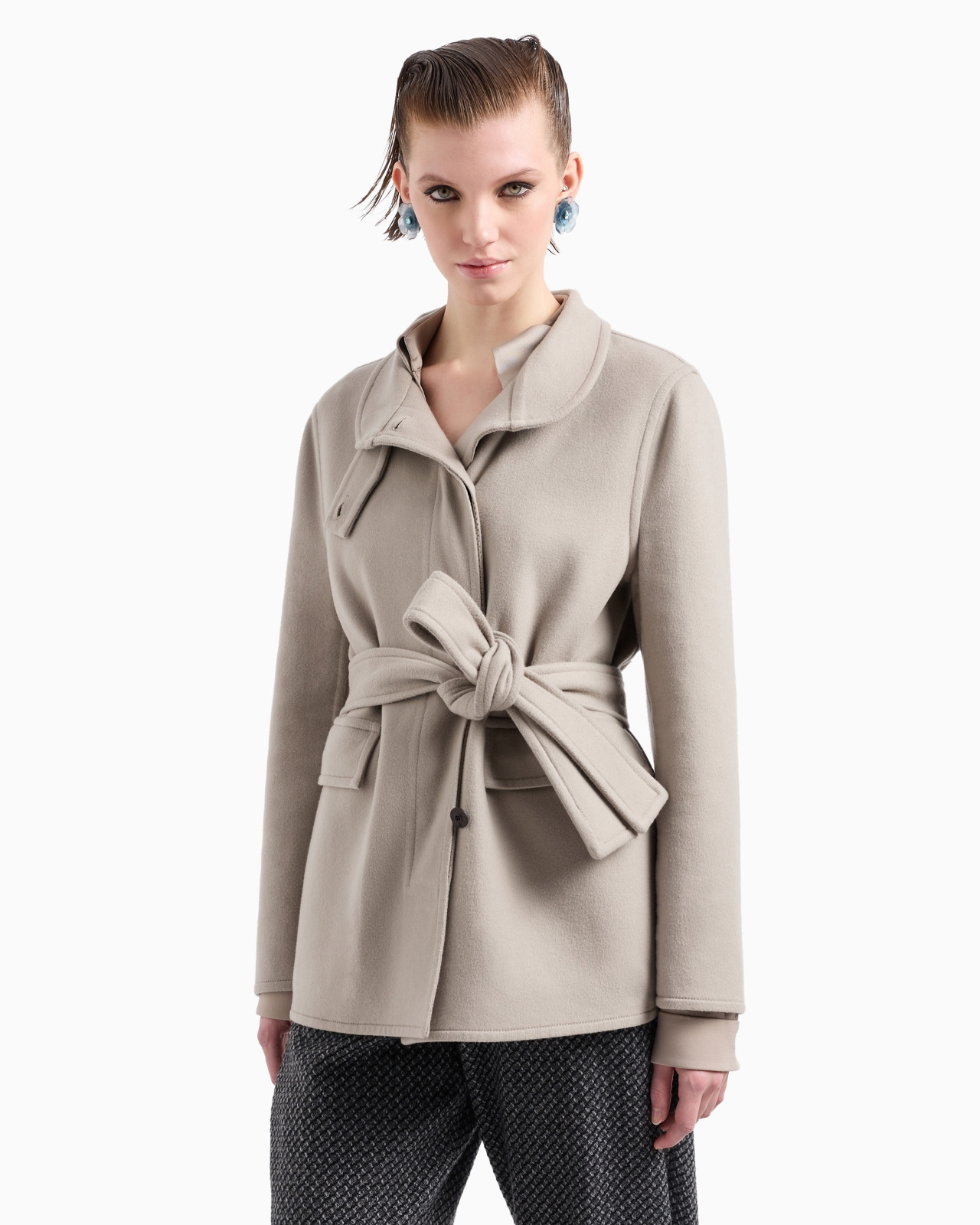 Single-breasted cashmere double cloth pea coat - 4