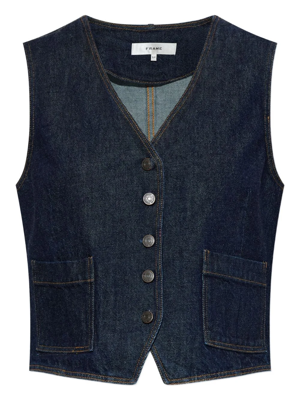buttoned pocketed denim waistcoat - 1
