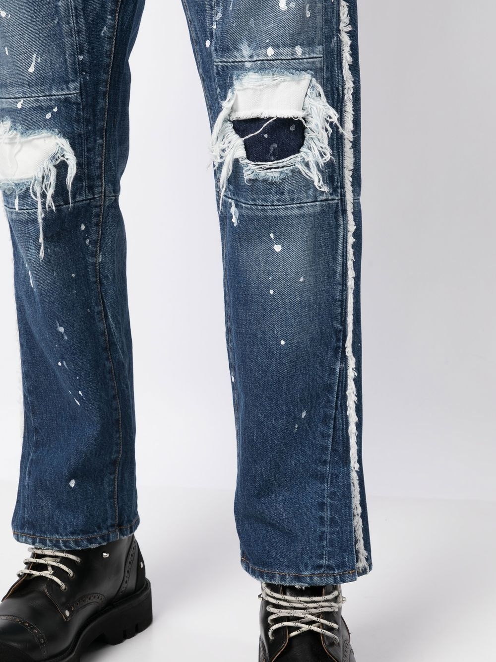 paint-splatter distressed jeans - 5
