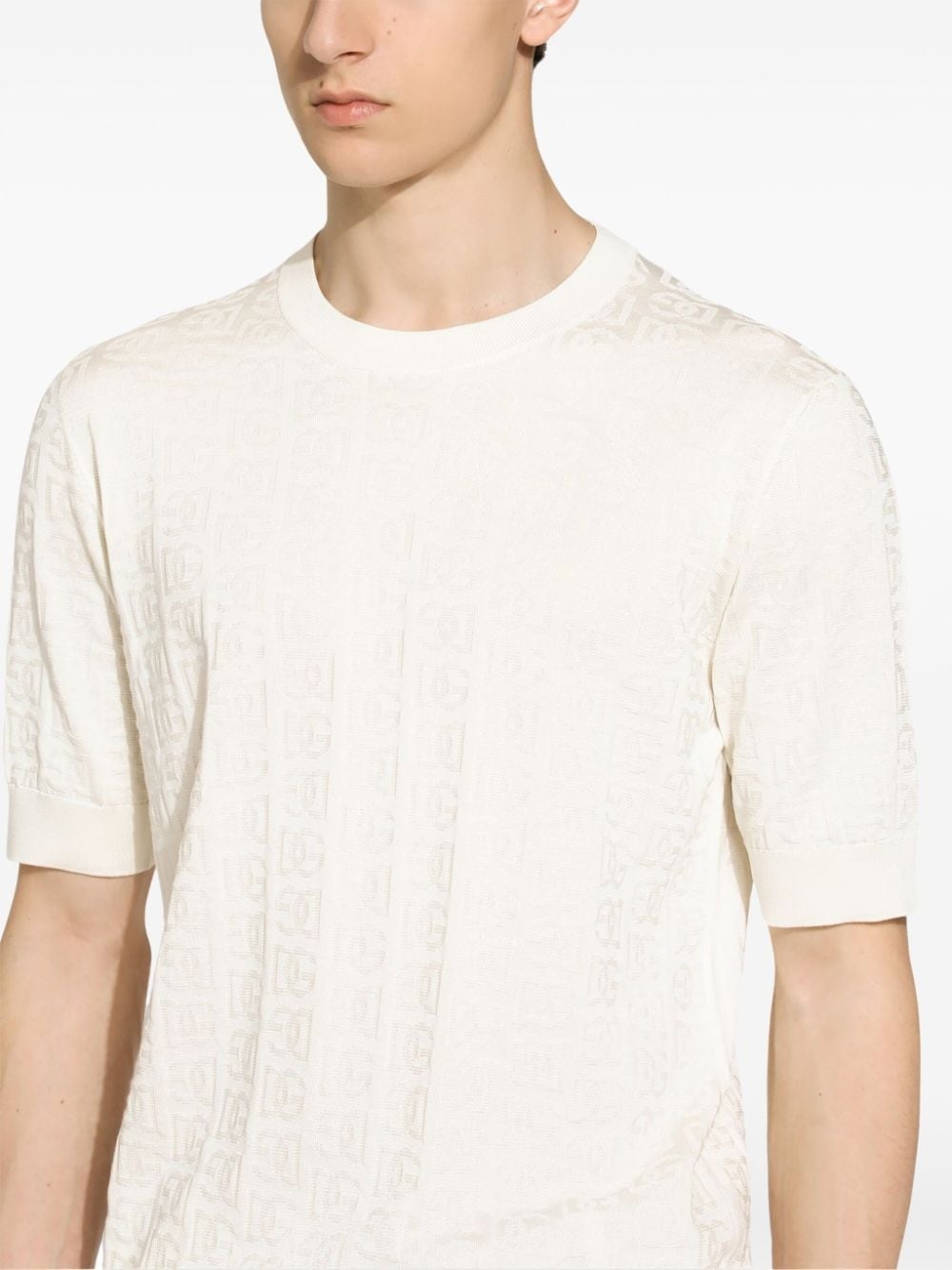 monogram-logo silk T-shirt - 5