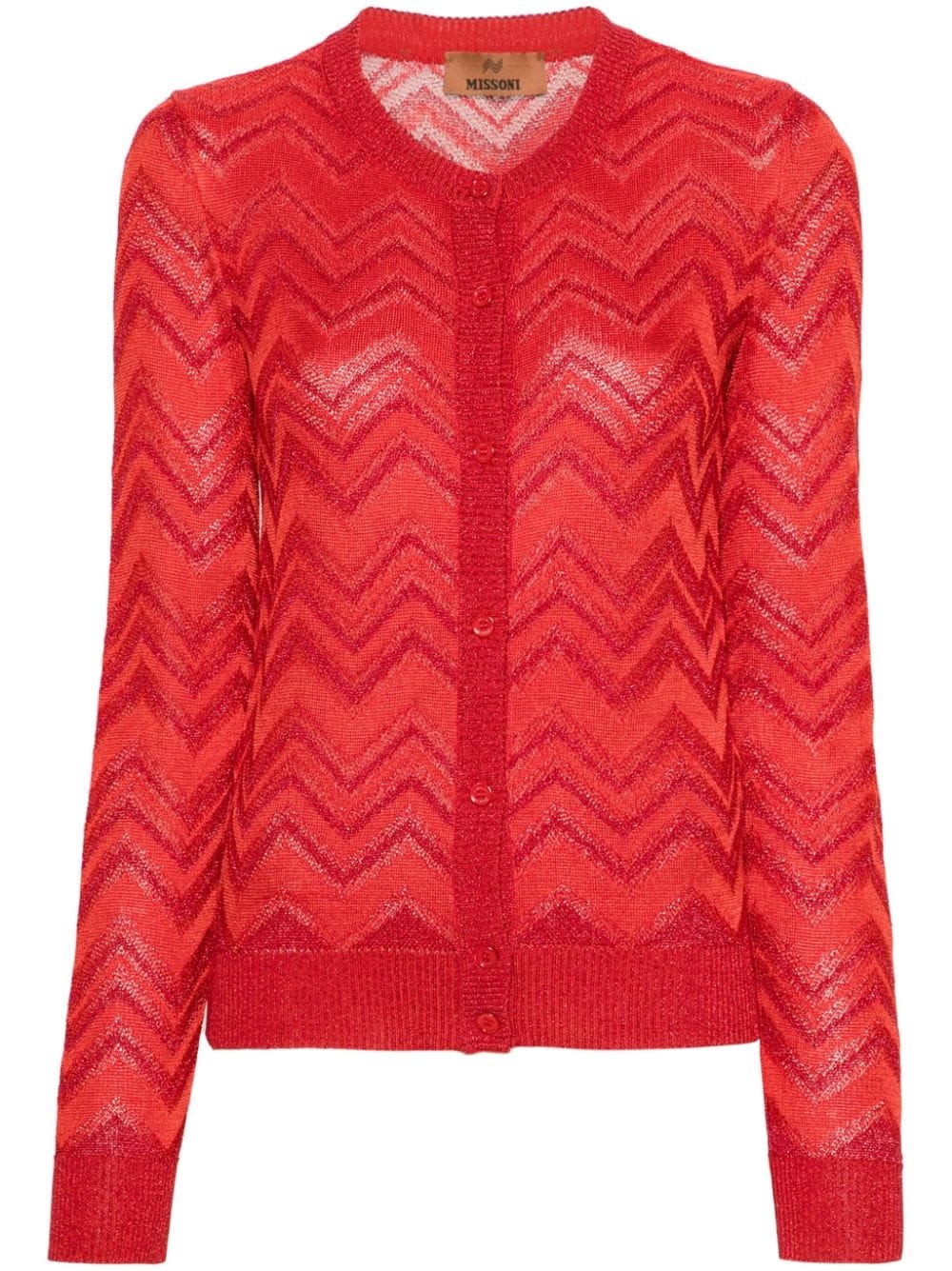 zigzag-woven lurex cardigan - 1