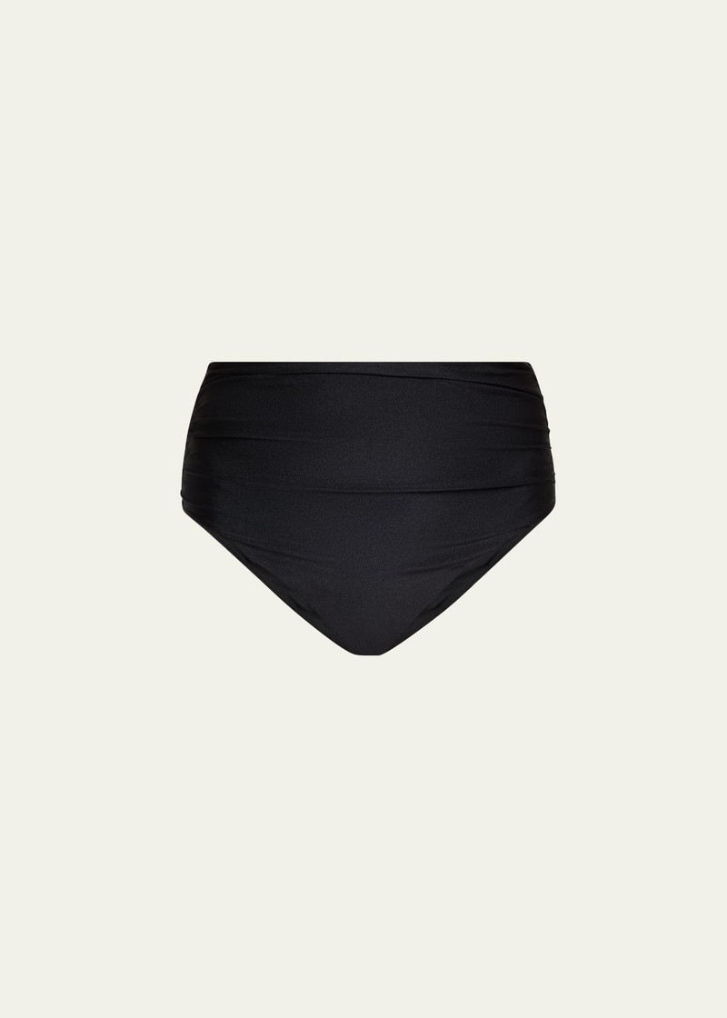 Teya High-Waist Ruched Bikini Bottoms - 1