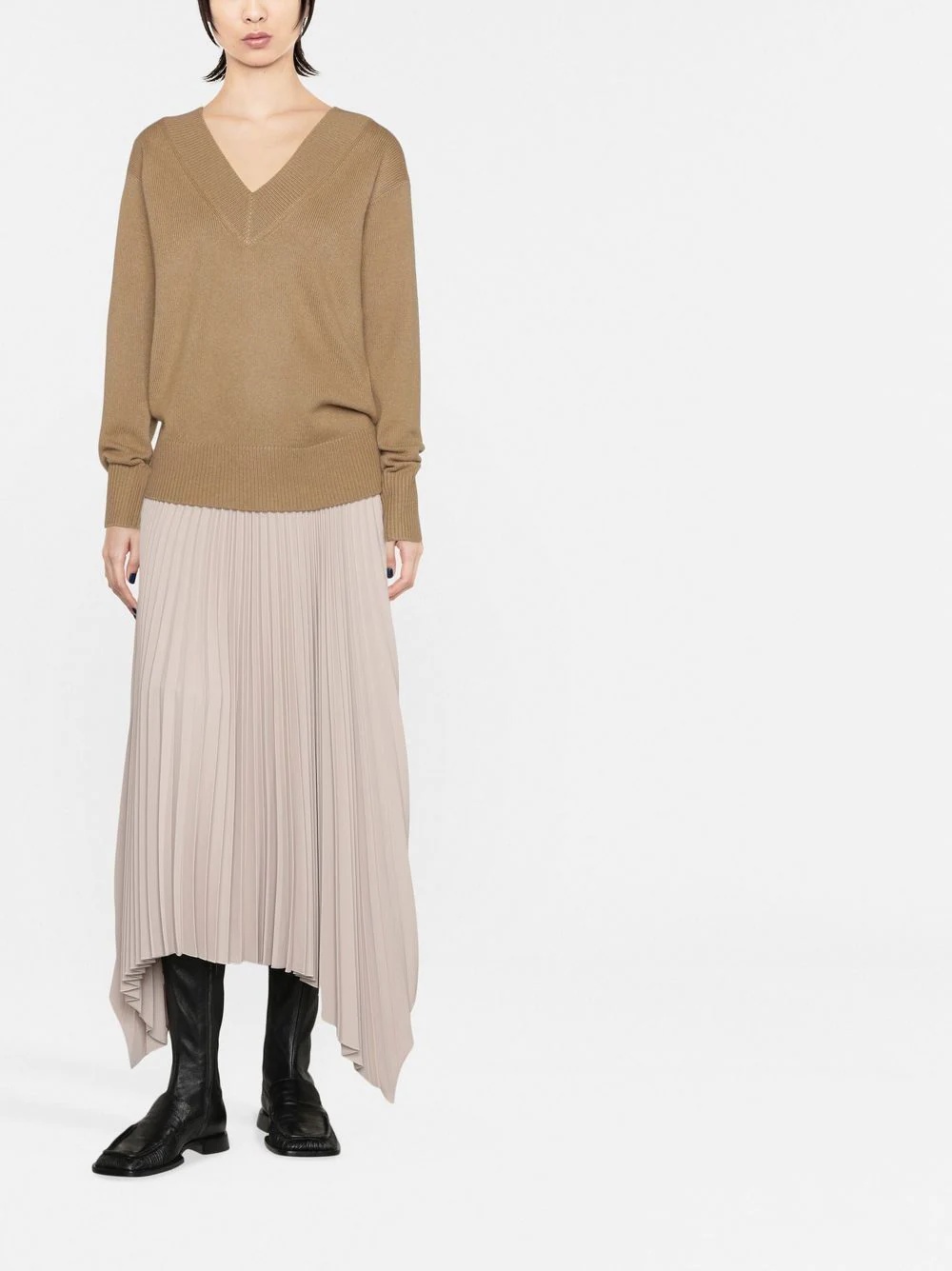 V-neck draped-sleeve jumper - 2