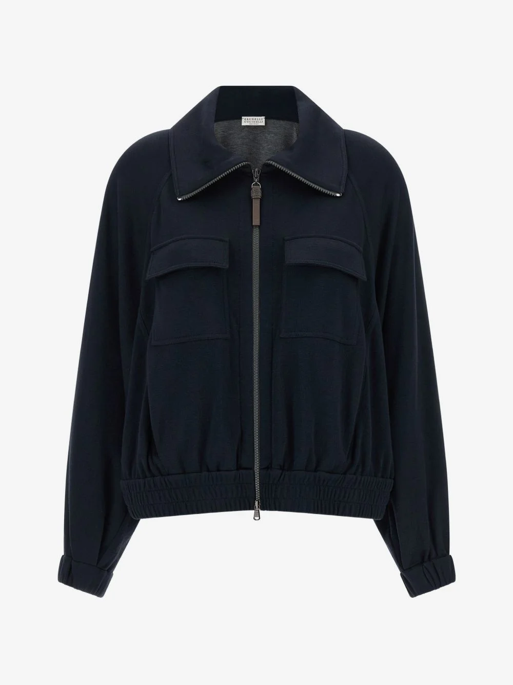 Monile-embellished zip-up sweatshirt - 1