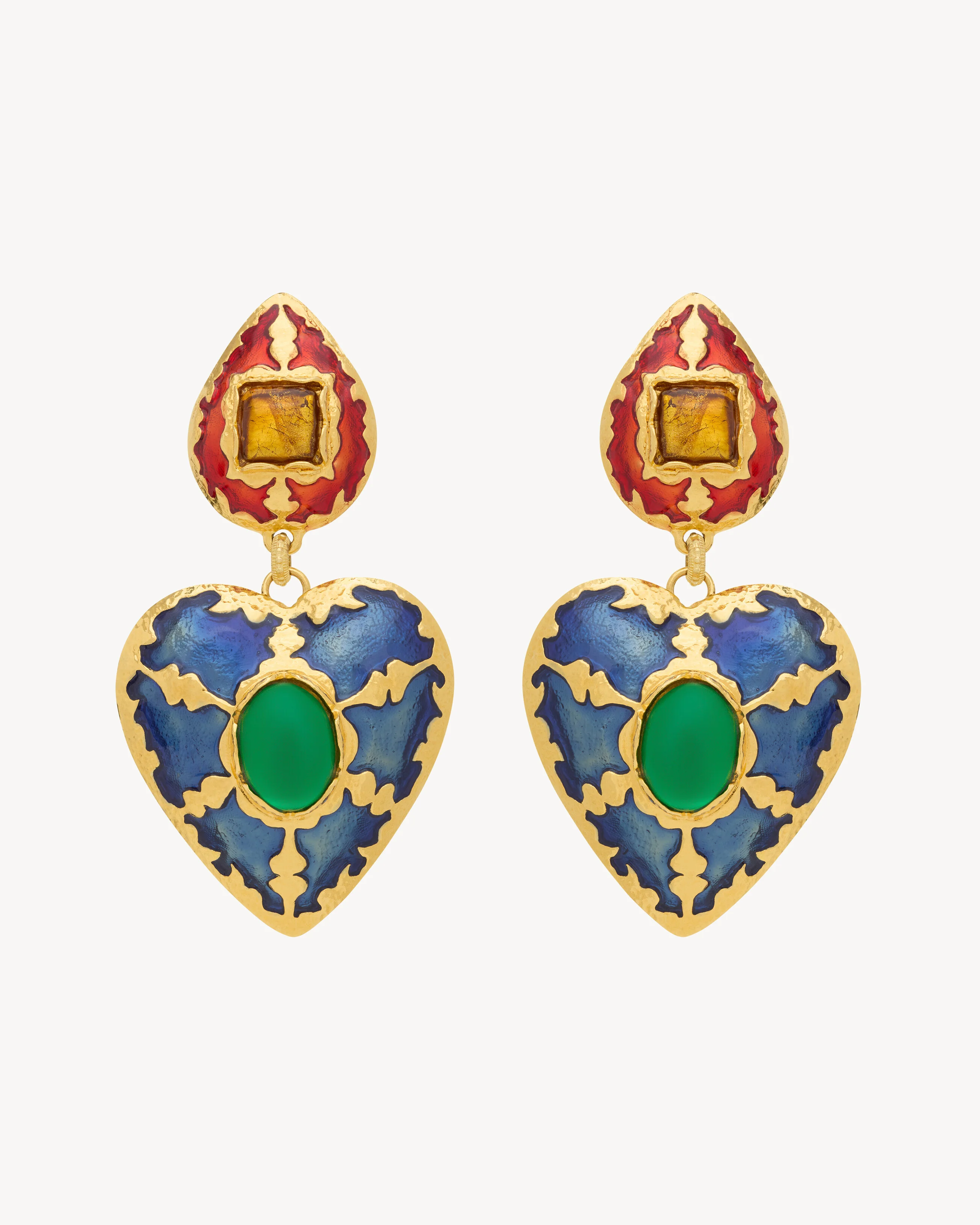 HEART DROP EARRINGS IN ENAMEL - 1