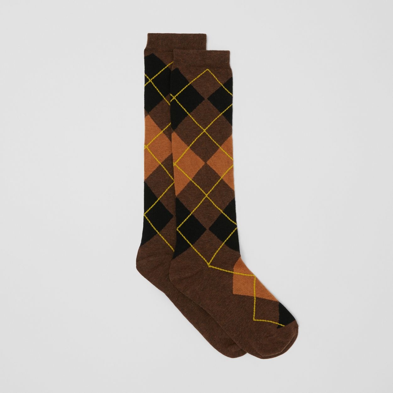 Argyle Intarsia Cotton Blend Calf-length Socks - 3