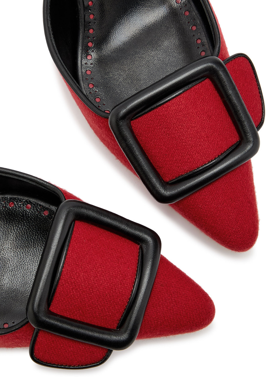 Manolo Blahnik Maysalebi 50 Wool and Leather Mules - 4
