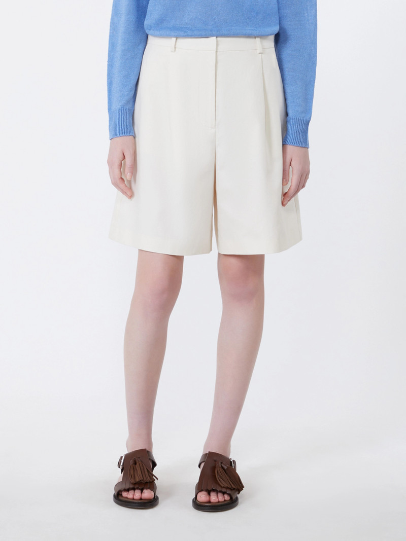 ECUBA Cotton and linen canvas Bermuda shorts - ECRU 3