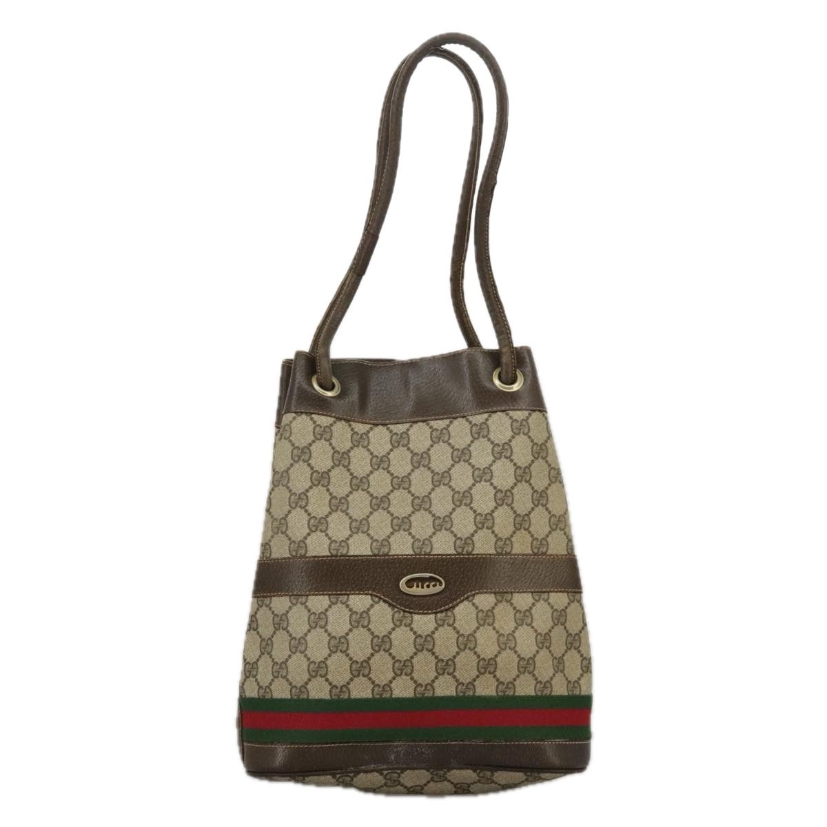 GUCCI GG Supreme Web Sherry Line Hand Bag Pvc Beige Green Red - 13