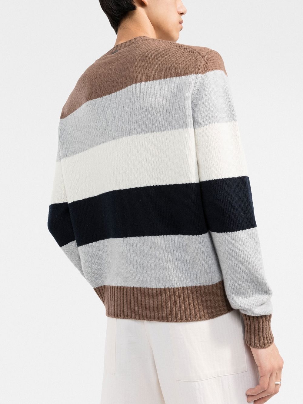 striped crew-neck jumper - 3