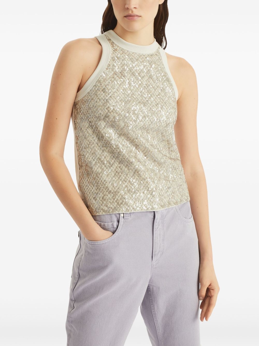 sequinned embroidered tank top - 3